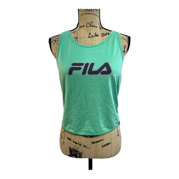 FILA FIT AND FABULOUS Trainer Crop Top Green Criss Cross with Tie in back XL NWT - Picture 15 of 16